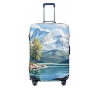 Mountain Forest and Lake Scenery Elastic Travel Luggage Cover Suitcase Protector, Print Suitcase Baggage Cover Anti-Scratch