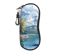 Mountain Forest And Lake Scenery Printed Glasses Case Ultra-Light Soft Shell Protective Eyewear Organizer For Men And Women