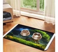 Mountain Forest in the Rain Pet Feeding Mat-Waterproof & Non-Slip Dog and Cat Food Mat-No Stains Quick Dry Dog Water Dispenser Mat