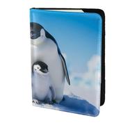 Mountain Forest in the Rain Travel Passport Holder Cover Wallet Leather Case Travel Essentials Luggage Accessories, Mother Penguin And Baby, One Size, Contemporary