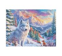 Mountain Forest Morning White Wolf 500 Piece Complete Jigsaw Puzzle Set Canine Pine Peak Teens Beginners Educational Challenge Puzzle Fans Group Play Anniversary Cardboard 500 PCS