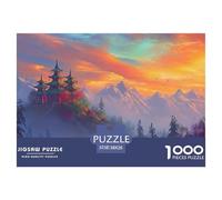 Mountain Forest Sunset 1000 Piece Jigsaw Puzzle Paper Puzzle for Adults Sunset Sky Relaxing Family Home Decor Gift 38x26cm/1000pcs