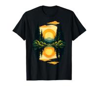 Mountain Forest Sunset Trees Reflection Tee Nature Landscape T-Shirt