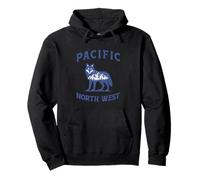 Mountain Forest Wolf Silhouette Pacific Northwest Vintage Pullover Hoodie