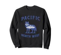 Mountain Forest Wolf Silhouette Pacific Northwest Vintage Sweatshirt