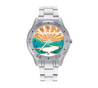 Mountain Forests Tree Sunset Nature Landscape Quartz Wrist Watch Stainless Steel Watches for Men Women Easy to Read