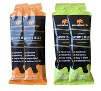 Mountain Fuel Sports Jelly Hydrogel Energy Gel Pouch - 20g of Carbs & Electrolytes - Mineral-Rich Hydration Boost - Vegan, Gluten-Free Performance Fuel - 4 Pack (4 Pack, 2 Orange / 2 Lemon & Lime)
