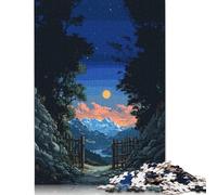 Mountain Gate at Dusk Jigsaw Puzzles for Adults 500 Piece Family Gathering Puzzle DIY 500 Piece Puzzle Game 500pcs (52x38cm)