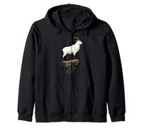 Mountain Goat Cliff Balance Animal Illustration Zip Hoodie