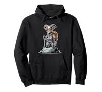 Mountain Goat Climbing with Rope Illustration Pullover Hoodie