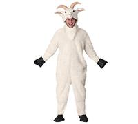 Mountain Goat Fancy Dress Costume for Adults, Billy Goat Jumpsuit, White Goat Onesie for Animal Dress-Up & Halloween Large