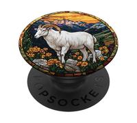 Mountain Goat Sunset Floral Round Art Design PopSockets Adhesive PopGrip