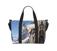 Mountain goats climbing Printed Travel Tote Bag, Large Capacity Gym Bag, Lightweight Weekend Travel Shoulder Bag, Unisex