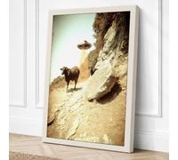 Mountain Goats on Cliff Canvas Wall Art Print 18x12 Inch