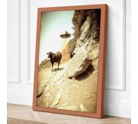 Mountain Goats on Cliff Canvas Wall Art Print 30x20 Inch