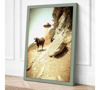 Mountain Goats on Cliff Canvas Wall Art Print 36x24 Inch