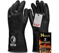 Mountain Grillers 14" Smoker BBQ Grill Extreme Heat Resistant Gloves - High Temperature Hand Protection Thick Gloves for Fire Pit Cooking, Barbecue Grilling, Fryer Oven Neoprene & Waterproof Coating