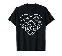 Mountain Heart Hiking Nature Forest Camping Trekking Lakes T-Shirt