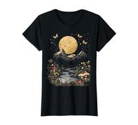 Mountain Hiking Cottagecore Flower Summer Camping Hippie Value Graphic T-Shirt, Women, Black, L