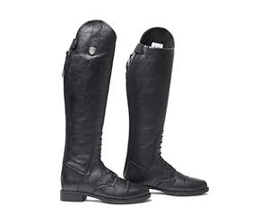 Mountain Horse Junior Veganza Long Riding Boots - Black - Elastic along the back of the shaft for a better individual fit -