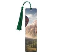 Mountain Hot Air Balloon Printed Metal Bookmarks M - Dark Green Lightweight Aluminium Book Marker for Books, Journals & Gifts, Ideal Book Lovers, Holiday Decor & Crafts