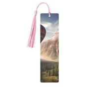 Mountain Hot Air Balloon Printed Metal Bookmarks M - Pink Lightweight Aluminium Book Marker for Books, Journals & Gifts, Ideal Book Lovers, Holiday Decor & Crafts