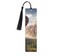 Mountain Hot Air Balloon Printed Metal Bookmarks S - Black Lightweight Aluminium Book Marker for Books, Journals & Gifts, Ideal Book Lovers, Holiday Decor & Crafts
