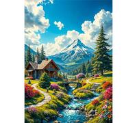 Mountain Huts Rivers Puzzles 30 for Adults,jigsaw puzzles for adults 30 Pieces Puzzle Home Challenging Educational Games Home Decoration puzzle Gifts
