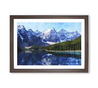 Mountain in Banff Park Canada Painting Framed Print | A2 Walnut Framed Wall Art | Ready to Hang | Modern Landscape Picture | Living Room Bedroom Lounge Office