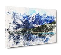 Mountain In Banff Park Canada Watercolour Canvas Print | Gallery Wrapped 30mm Frame Wall Art | 30x20 inches | Ready to Hang | Modern Landscape Picture | Living Room Bedroom Lounge Office