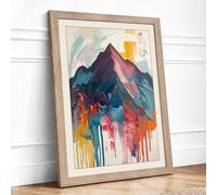 Mountain in Motion Modern Framed Wall Art Print A1 (84.1×59.4cm) Oak, Wall Decor for Living Room, Bedroom, Office & Home, Ready to Hang, Art Gift