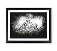 Mountain In Scotland Paint Splash Modern Art Framed Wall Art Print, Ready to Hang Picture for Living Room Bedroom Home Office Décor, Black A2 (64 x 46 cm)