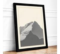 Mountain in Silence Minimalist Framed Wall Art Print A1 (84.1×59.4cm) Black, Wall Decor for Living Room, Bedroom, Office & Home, Ready to Hang, Art Gift
