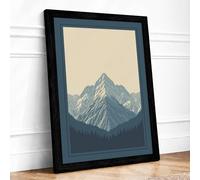 Mountain in Silence Minimalist Framed Wall Art Print A4 Black | Ready to Hang, Premium Gi Paper, Fade-Resistant Inks, Securely Packaged, UK Made