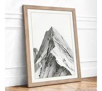 Mountain in Solitude Minimalist Framed Wall Art Print A1 (84.1×59.4cm) Oak, Wall Decor for Living Room, Bedroom, Office & Home, Ready to Hang, Art Gift