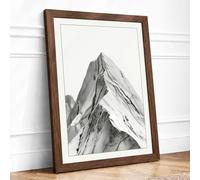 Mountain in Solitude Minimalist Framed Wall Art Print A1 (84.1×59.4cm) Walnut, Wall Decor for Living Room, Bedroom, Office & Home, Ready to Hang, Art Gift