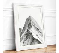 Mountain in Solitude Minimalist Framed Wall Art Print A1 (84.1×59.4cm) White, Wall Decor for Living Room, Bedroom, Office & Home, Ready to Hang, Art Gift