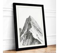 Mountain in Solitude Minimalist Framed Wall Art Print A4 (29.7×21cm) Black, Wall Decor for Living Room, Bedroom, Office & Home, Ready to Hang, Art Gift