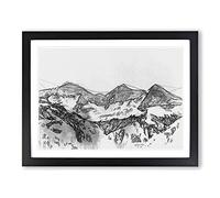 Mountain In Switzerland In Abstract Modern Art Framed Print | A4 Black Framed Wall Art | Ready to Hang | Abstract Landscape Picture | Living Room Bedroom Lounge Office