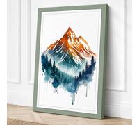 Mountain in White Boho Canvas Wall Art Print 18x12 Inch