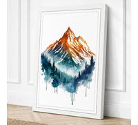 Mountain in White Boho Canvas Wall Art Print 24x16 Inch (61 x 41 cm)