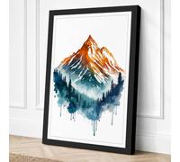 Mountain in White Boho Canvas Wall Art Print 30x20 Inch (76 x 51 cm)