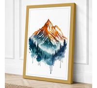 Mountain in White Boho Canvas Wall Art Print 36x24 Inch (91 x 61 cm)
