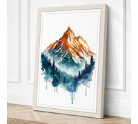 Mountain in White Boho Canvas Wall Art Print 36x24 Inch (91 x 61 cm)