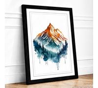 Mountain in White Boho Framed Wall Art Print A3 (42×29.7cm) Black, Wall Decor for Living Room, Bedroom, Office & Home, Ready to Hang, Art Gift