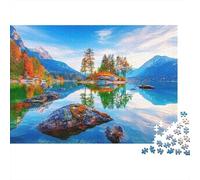 Mountain Lake 1000 Piece Jigsaw Puzzle Lake Island Mountain Scenery for Adult Educational Games Beautiful Decoration Challenge High Difficulty Male And Female Birthday 38x26cm/1000pcs Gifts