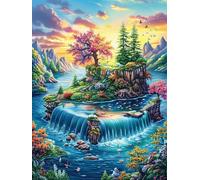Mountain Lake at Sunset 1000 Pieces Set Classic Jigsaw Puzzle Magical Accompany Fairy Tale Couple Puzzle Partners Mind Relaxation Wall Decor Easter New Year Creativity & Gift Giving 1000 PCS