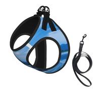 Mountain Lake Boats Print Pet Leash Vest Soft Adjustable Step in Puppy Vest Outdoor Walking with Leash