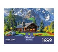 Mountain Lake Cabin 1000 Pieces Jigsaw Puzzle Relax Adults Teens Fun Activity Renowned Scenery Decorative Collectible 70x50cm/1000pcs