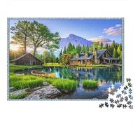 Mountain Lake Cabin Premium Cardstock Jigsaw Puzzle 1000 Pieces Impossible Hard Difficult for Relaxation & Gift Giving 52x38cm/1000pcs